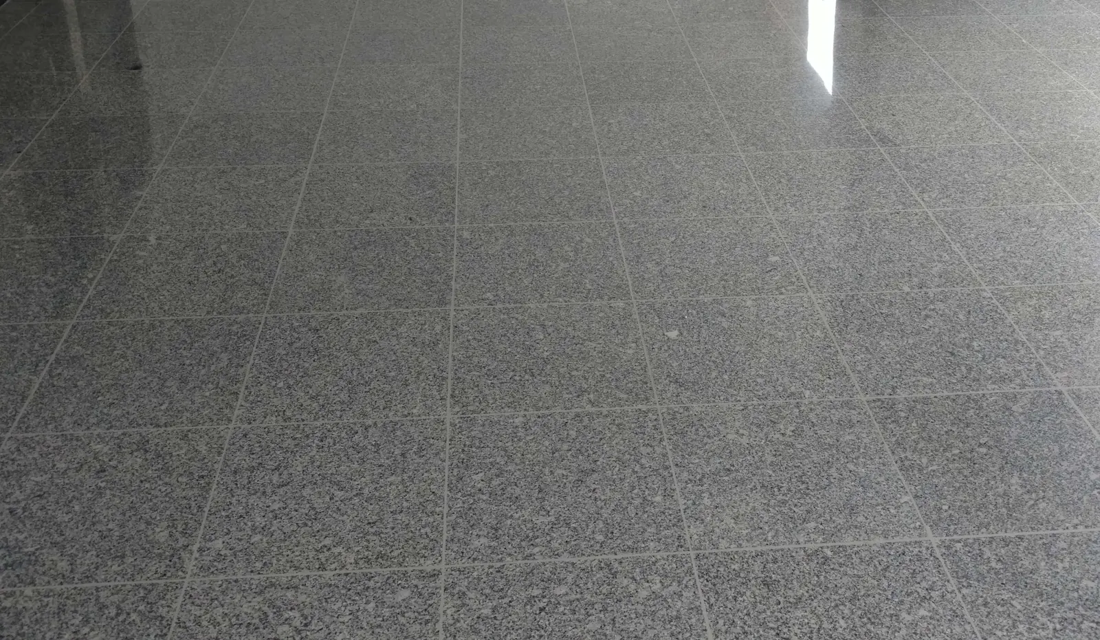 O mesmo piso octogonal depois da recuperação, polido e uniforme